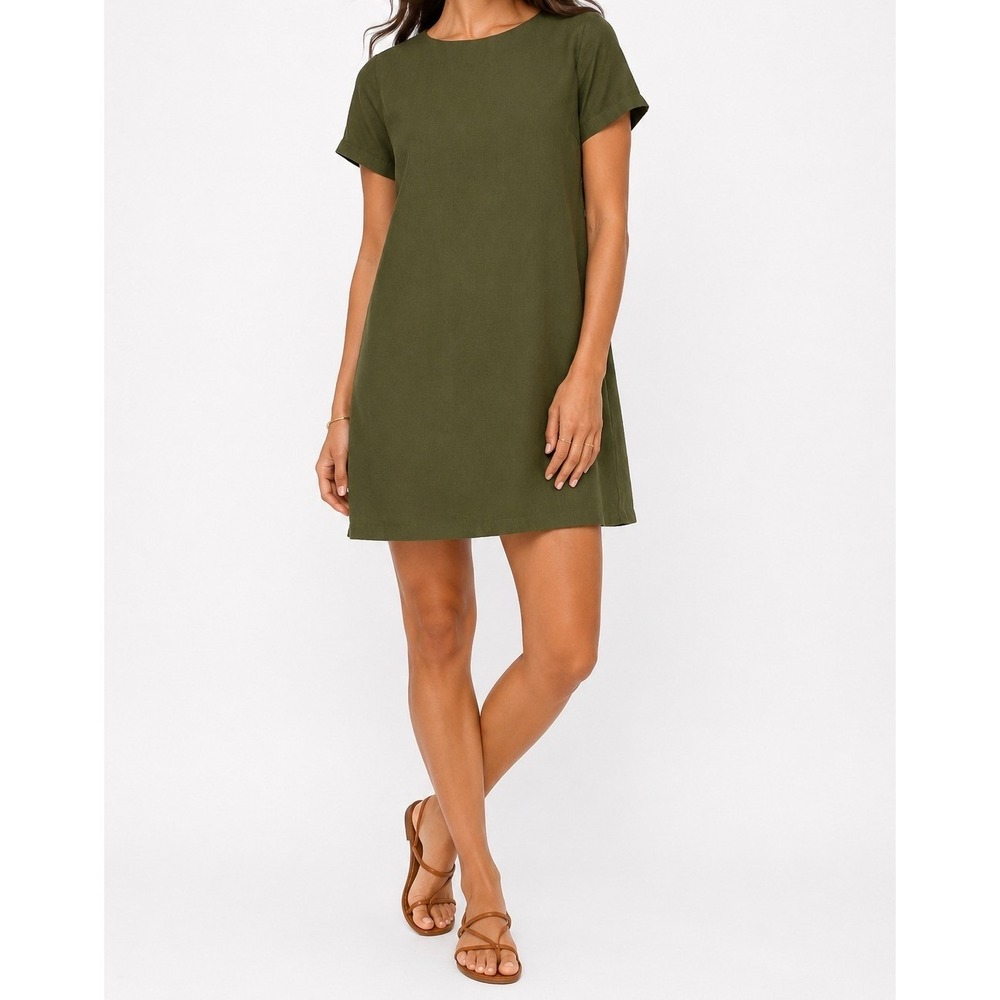 Lulus Olive Green Shift Mini Dress Short Sleeve Casual Fall NWT‎ M